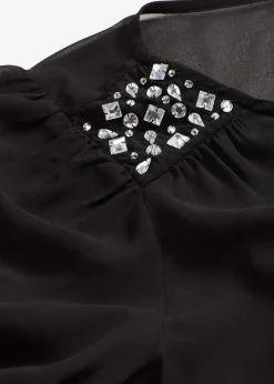 bonprix Blouse en mousseline avec strass sur les épaules|Femme Mode Festive|Chemisiers