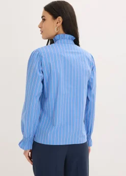 bonprix Blouse en popeline à col volanté|Femme Chemisiers