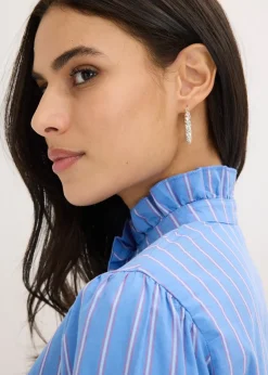 bonprix Blouse en popeline à col volanté|Femme Chemisiers