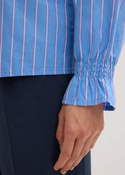 bonprix Blouse en popeline à col volanté|Femme Chemisiers