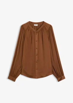 bonprix Blouse en satin avec galons en dentelle|Femme Chemisiers