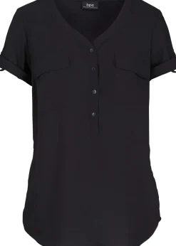 bonprix Blouse en viscose à manches courtes|Femme Chemisiers