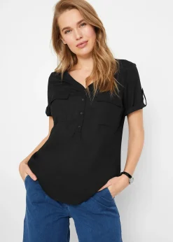 bonprix Blouse en viscose à manches courtes|Femme Chemisiers