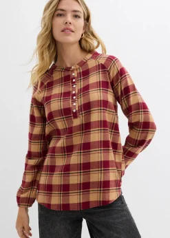 bonprix Blouse longue en flanelle|Femme Chemisiers