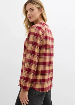 bonprix Blouse longue en flanelle|Femme Chemisiers