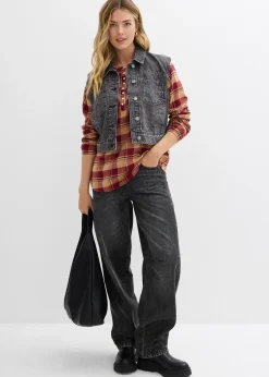 bonprix Blouse longue en flanelle|Femme Chemisiers