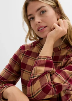 bonprix Blouse longue en flanelle|Femme Chemisiers