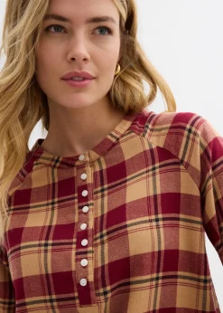 bonprix Blouse longue en flanelle|Femme Chemisiers