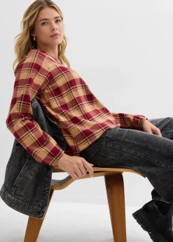 bonprix Blouse longue en flanelle|Femme Chemisiers