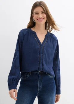 Femme bonprix Chemisiers|Blouse longue en gaze de coton légère