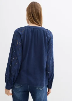 Femme bonprix Chemisiers|Blouse longue en gaze de coton légère