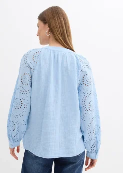 bonprix Blouse longue en gaze de coton légère|Femme Chemisiers