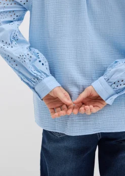 bonprix Blouse longue en gaze de coton légère|Femme Chemisiers