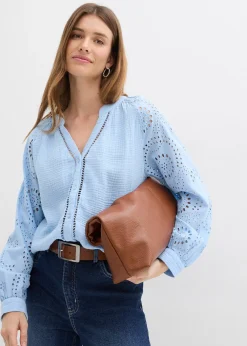 bonprix Blouse longue en gaze de coton légère|Femme Chemisiers