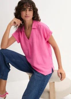 Femme bonprix Chemisiers|Blouse longue et légère en lin mélangé