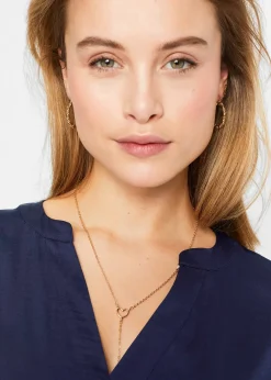 bonprix Blouse manches courtes ample en satin avec épaules descendues|Femme Chemisiers