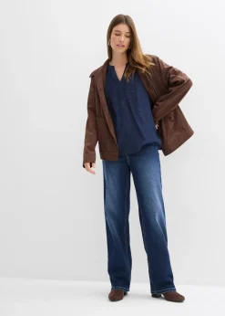 bonprix Blouse manches courtes, effet froissé|Femme Chemisiers