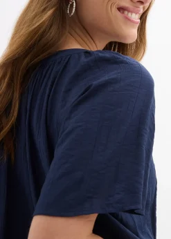 bonprix Blouse manches courtes, effet froissé|Femme Chemisiers