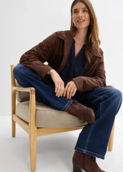 bonprix Blouse manches courtes, effet froissé|Femme Chemisiers