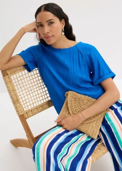 Femme bonprix Chemisiers|Blouse manches courtes en viscose mélangée