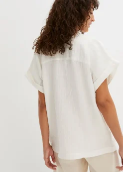 bonprix Blouse manches courtes en gaze de coton|Femme Chemisiers