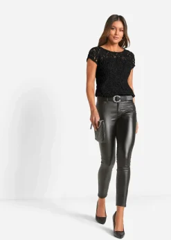 bonprix Blouse manches courtes en dentelle|Femme Chemisiers