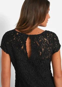bonprix Blouse manches courtes en dentelle|Femme Chemisiers