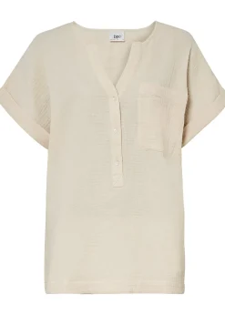 bonprix Blouse manches courtes en gaze de coton|Femme Chemisiers