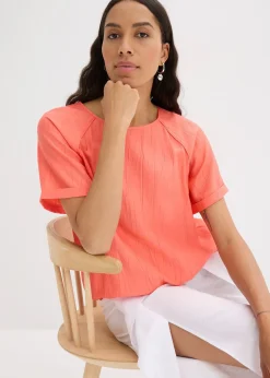 bonprix Blouse manches courtes en viscose mélangée|Femme Chemisiers