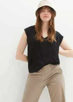 bonprix Blouse manches courtes en viscose fluide|Femme Chemisiers