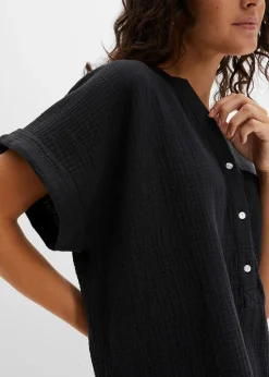 bonprix Blouse manches courtes en gaze de coton|Femme Chemisiers