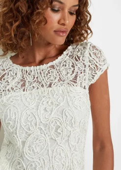 bonprix Blouse manches courtes en dentelle|Femme Chemisiers