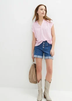 bonprix Blouse manches courtes en viscose fluide|Femme Chemisiers