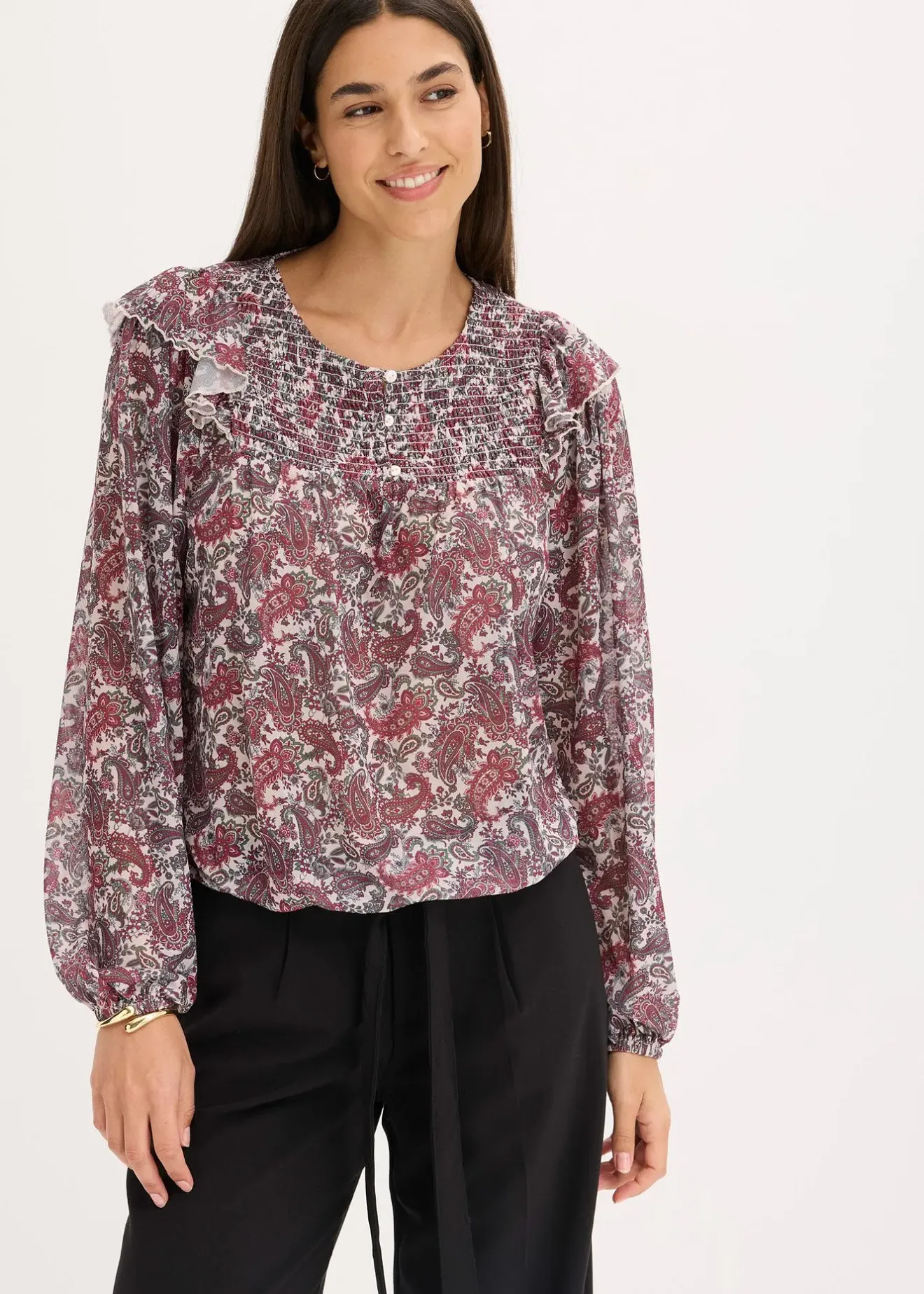 bonprix Blouse manches longues|Femme T-Shirts & Tops