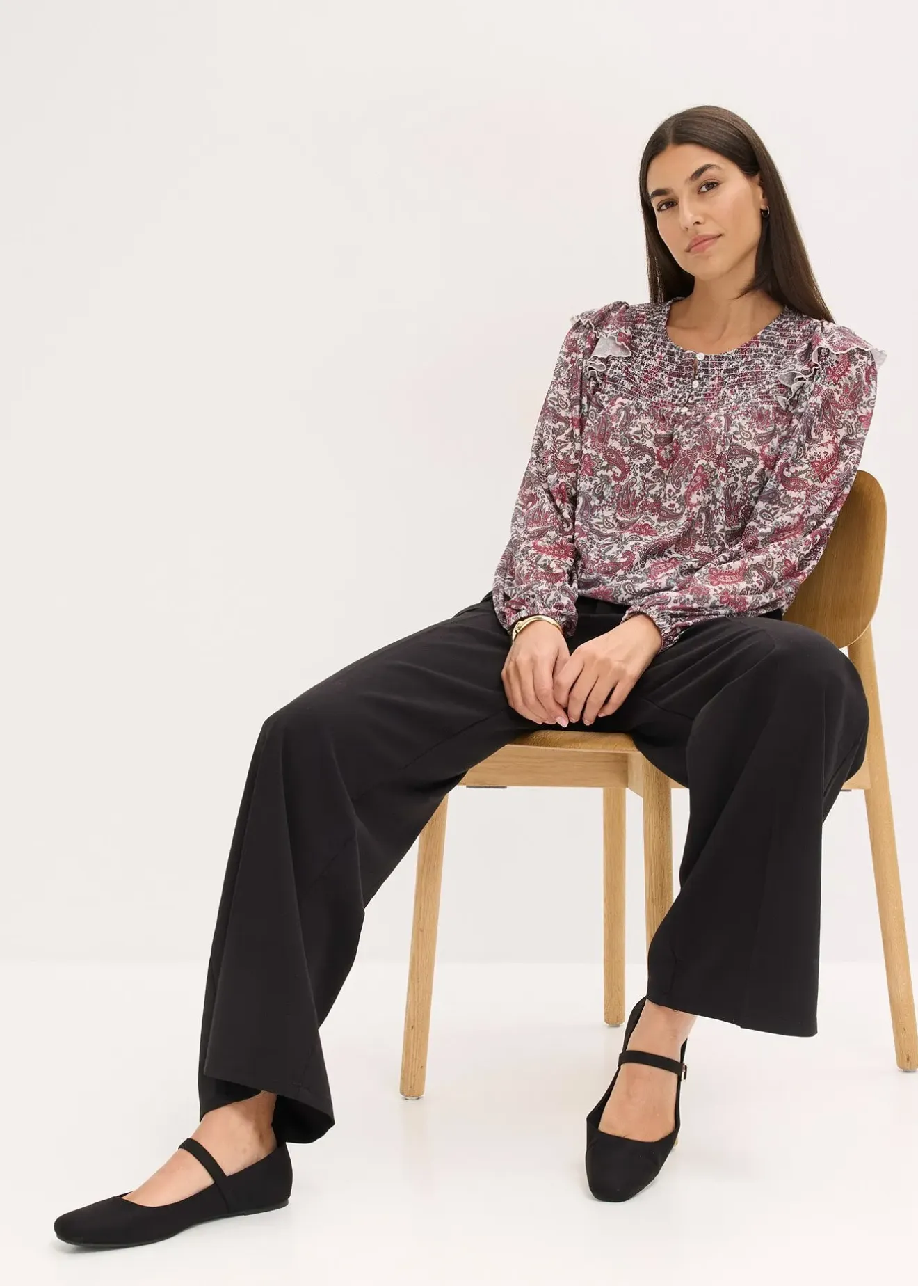 bonprix Blouse manches longues|Femme T-Shirts & Tops