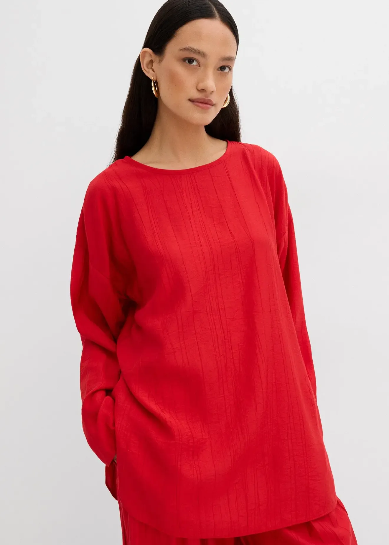 bonprix Blouse oversize en crépon de viscose mélangée|Femme Deux Pièces & Ensembles|Chemisiers
