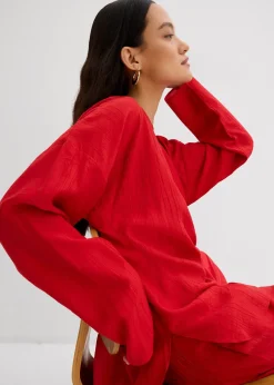 bonprix Blouse oversize en crépon de viscose mélangée|Femme Deux Pièces & Ensembles|Chemisiers