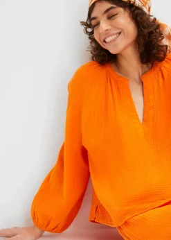 Femme bonprix Chemisiers|Blouse oversize en gaze de coton