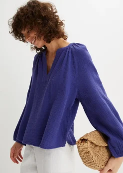 bonprix Blouse oversize en gaze de coton|Femme Chemisiers