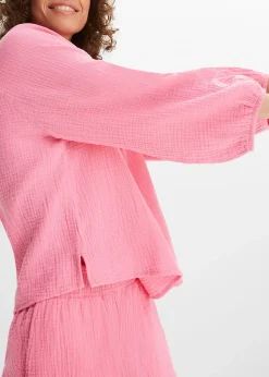 Femme bonprix Chemisiers|Blouse oversize en gaze de coton