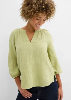 bonprix Blouse oversize en gaze de coton|Femme Chemisiers