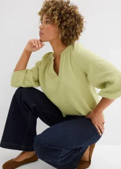 bonprix Blouse oversize en gaze de coton|Femme Chemisiers