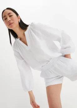 bonprix Blouse oversize en gaze de coton|Femme Chemisiers