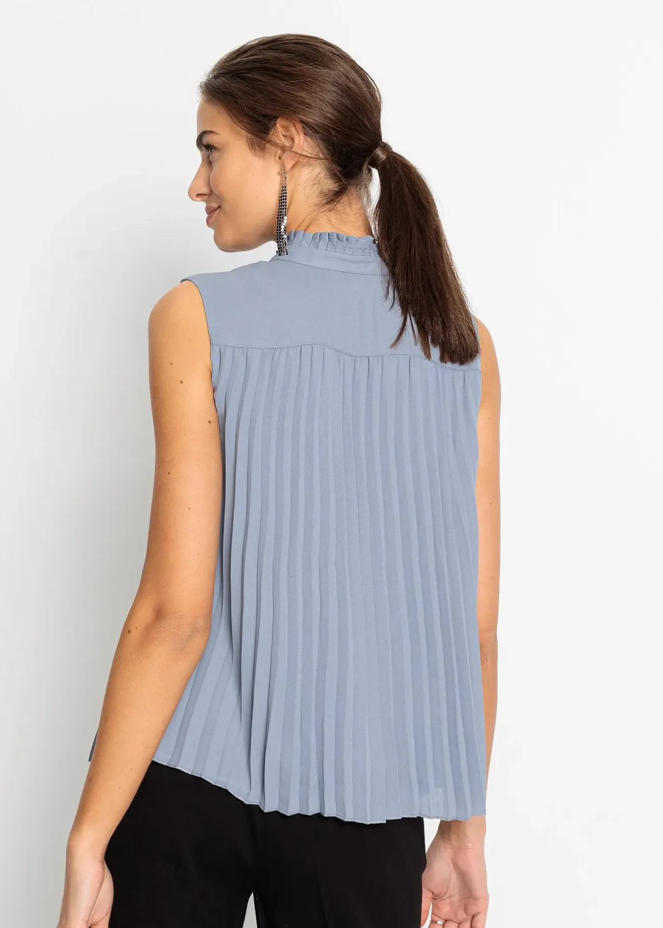 bonprix Blouse plissée sans manches|Femme Chemisiers|T-Shirts & Tops