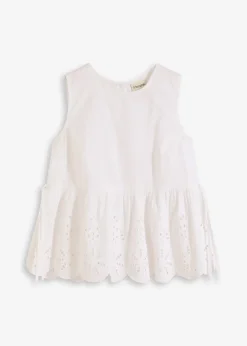 bonprix Blouse sans manches avec broderies anglaises, fendue sur les côtés|Femme Chemisiers|T-Shirts & Tops