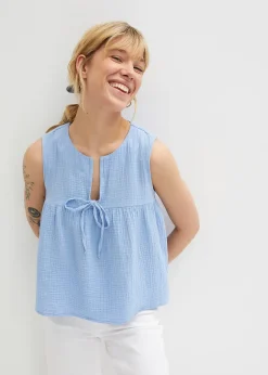 bonprix Blouse sans manches en gaze de coton|Femme Chemisiers|T-Shirts & Tops