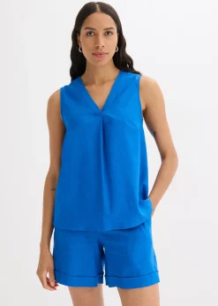 bonprix Blouse sans manches en lin mélangé|Femme Chemisiers|T-Shirts & Tops