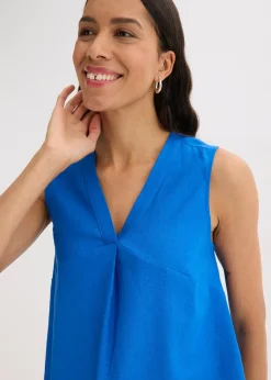 bonprix Blouse sans manches en lin mélangé|Femme Chemisiers|T-Shirts & Tops