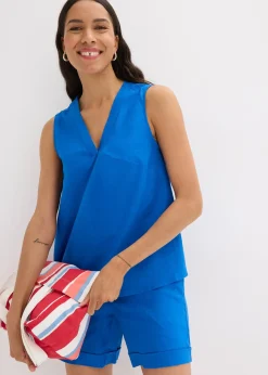 bonprix Blouse sans manches en lin mélangé|Femme Chemisiers|T-Shirts & Tops