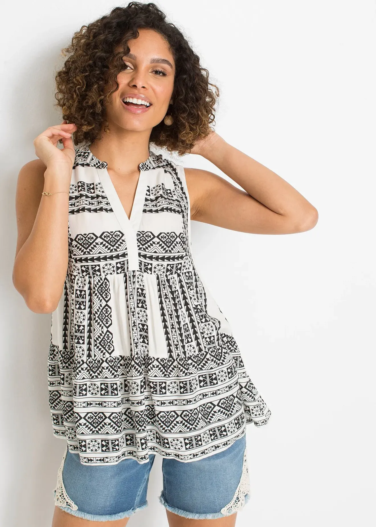 bonprix Blouse sans manches en viscose douce|Femme Chemisiers|T-Shirts & Tops